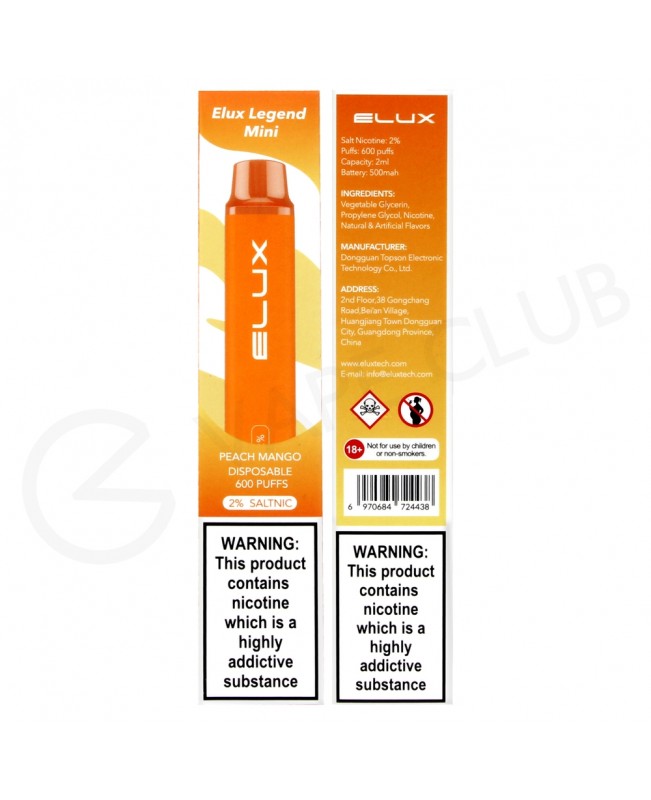 Peach Mango Elux Legend Mini Disposable Vape