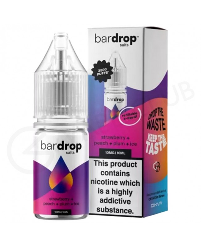 Strawberry Peach Plum Ice Nic Salt E-Liquid by Bar Drop Salts