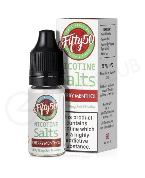 Cherry Menthol Nic Salt E-Liquid by Fifty 50