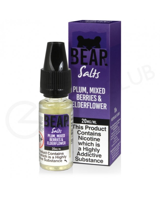 Plum, Mixed Berries & Elderflower Nic Salt E-Liquid by Bear Salts