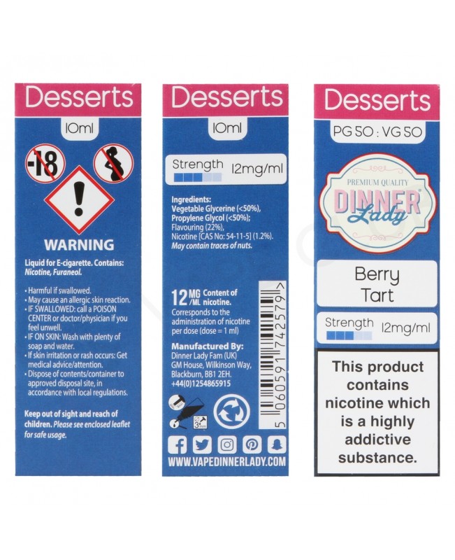 Berry Tart E-Liquid by Dinner Lady 50/50