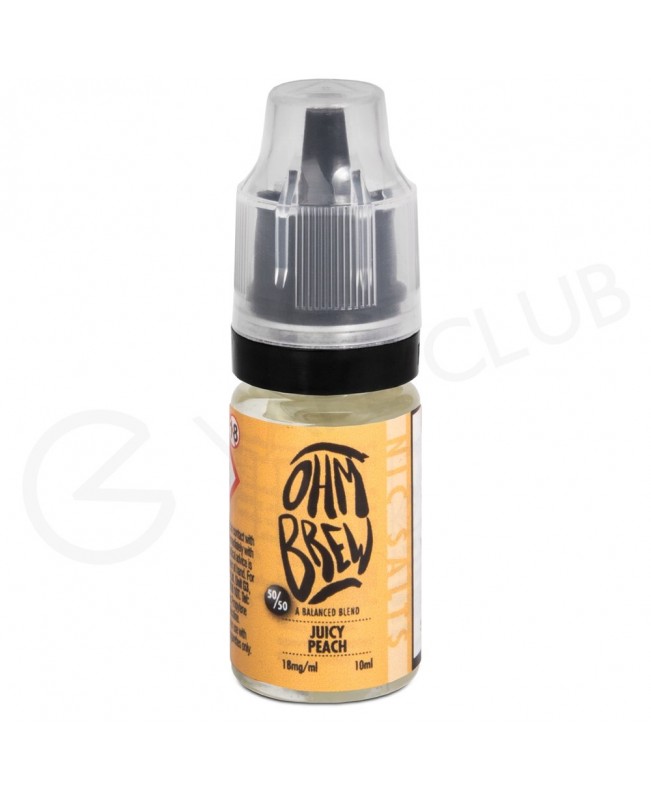 Juicy Peach E-liquid by Ohm Brew 50/50 Nic Salts