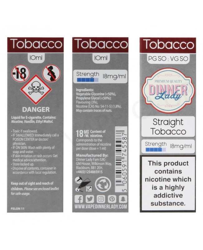 Straight Tobacco E-Liquid by Dinner Lady 50/50